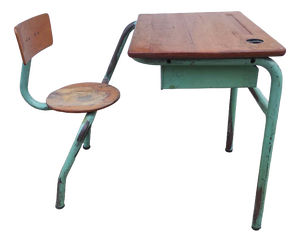 Mid-Century Children's School Table in Metal and Wood, 1950s