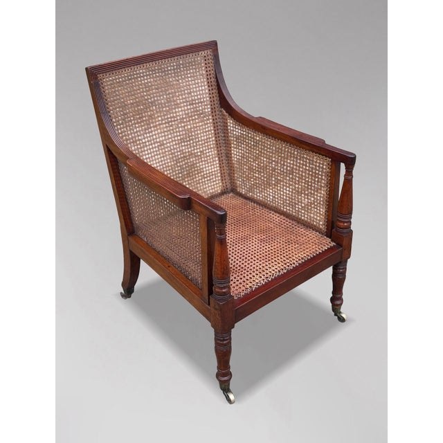 Early 19th Century Regency Caned Mahogany Library Bergère Armchair, 1810s For Sale - Image 5 of 14