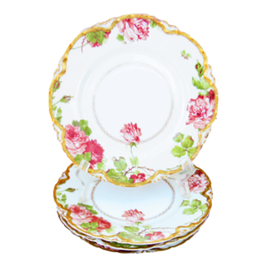 19thC French Haviland Limoges Hand Painted Porcelain Plates, Set of 4