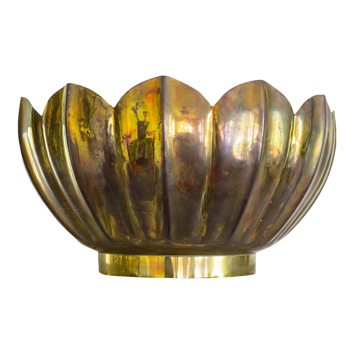 Large Brass Lotus Planter or Bowl | Chairish