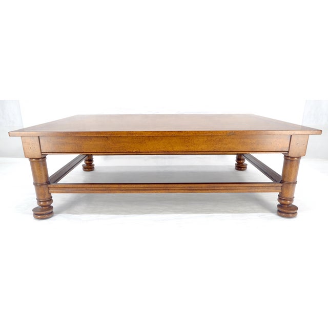 Brown Large 44x60 Rectangle Turned Legs English Style Coffee Table MINT For Sale - Image 8 of 13