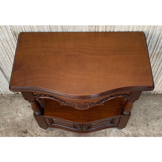 Late 19th Century 19th Century Pair of Catalan, Spanish Nightstands with Drawers & Low Open Shelf For Sale - Image 5 of 18