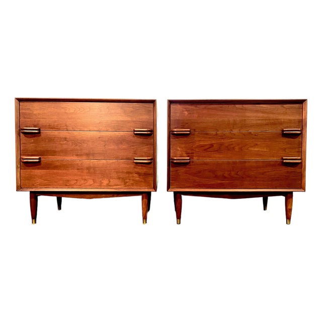Pair of 1950's Custom Made Modernist Walnut Dressers For Sale