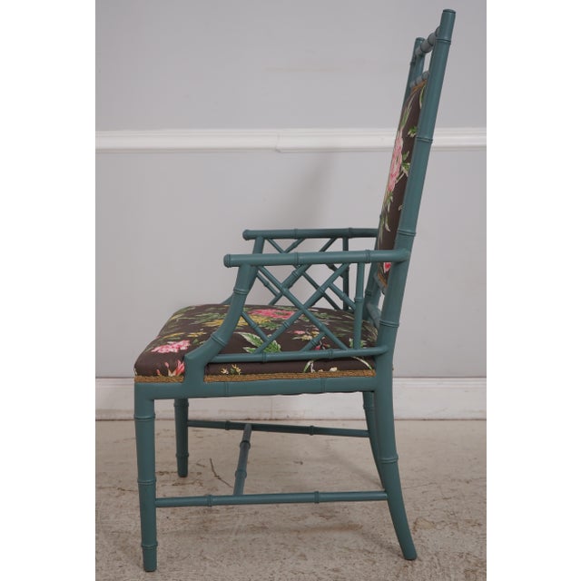 Chinese Beacon Hill Bamboo Form Chair & Ottoman For Sale - Image 3 of 18