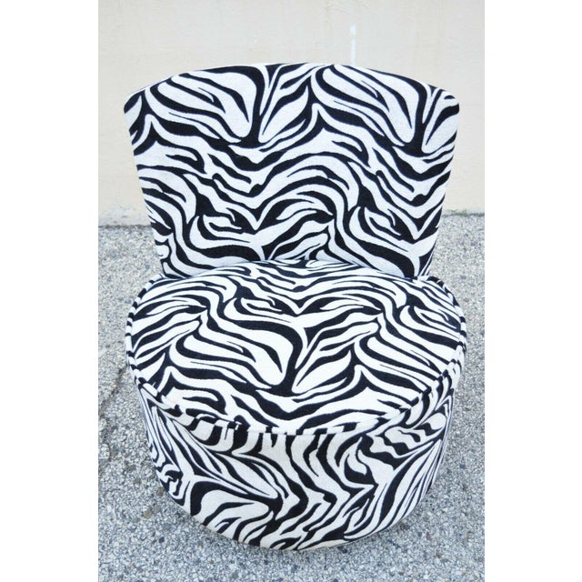 Modern Zebra Pattern Upholstered Round Swivel Club Lounge Chair Chairish