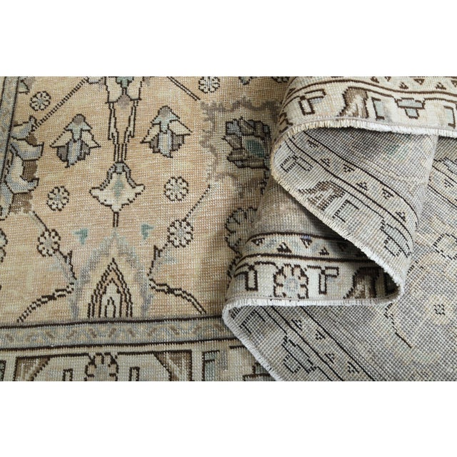 1970s Vintage Persian Handmade Wool Cotton Brown Area Rug For Sale - Image 10 of 11