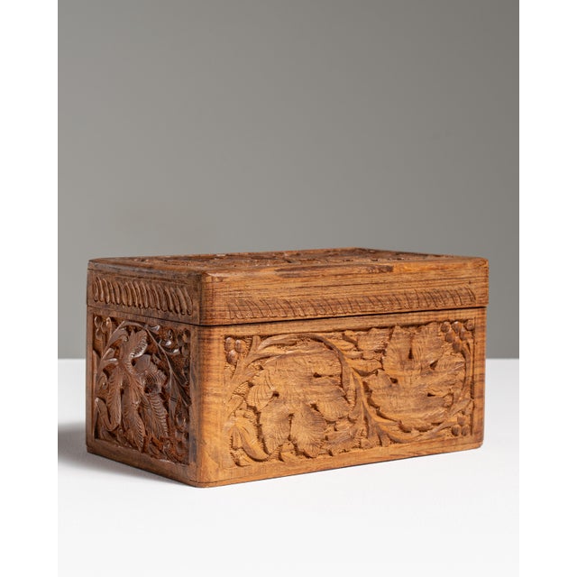 20th Century French Amber Hand-Carved Wood Jewelry Box For Sale - Image 14 of 15