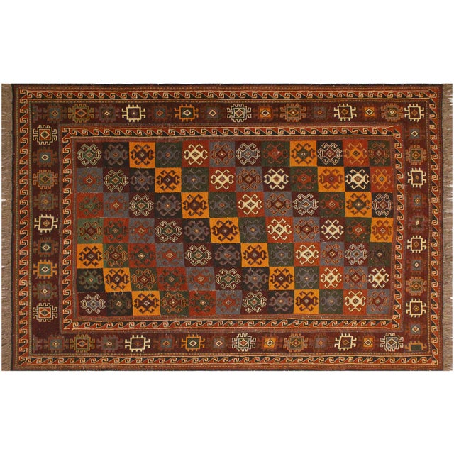 Vintage Soumak Rust/Brown Wool Rug - 4'11'' X 6'5'' For Sale - Image 9 of 10