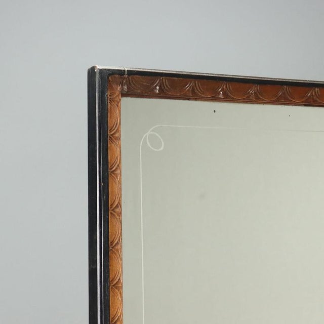 Console with Mirror in Walnut and Green Serpentine Marble For Sale - Image 4 of 12