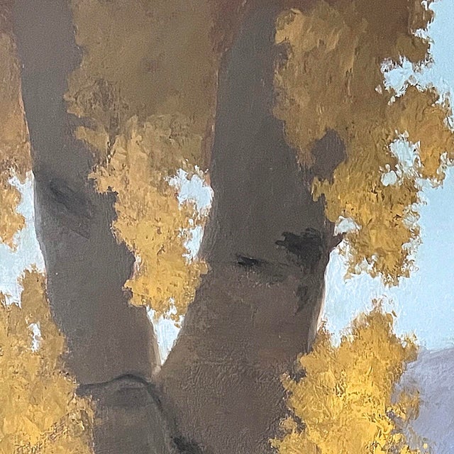 Golden Aspens by Jane Hunt | Oil on panel Painting of aspen trees with golden leaves For Sale - Image 4 of 4