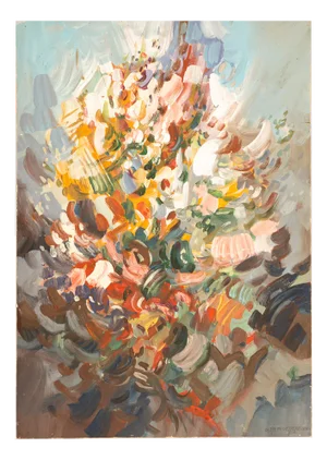 Gerard Remigereau, Wilde Blumen, Acrylic on Hardboard, Framed