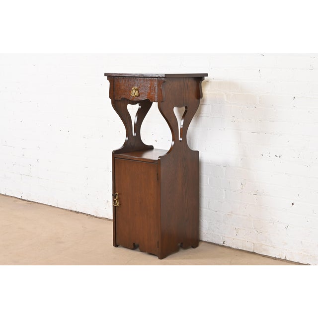 Stickley Brothers Stickley Brothers Style Antique Mission Oak Arts & Crafts Cellarette or Smoker Stand, Circa 1910 For Sale - Image 4 of 12