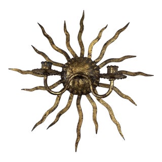 Early 20th Century Sun Shaped Spanish Candle Holder For Sale