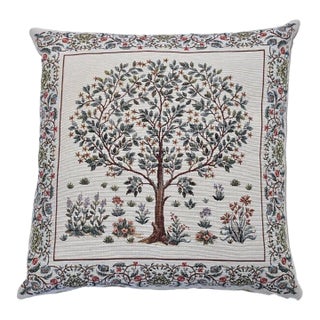 Morris Tree Cream Tapestry Cushion With Feather Filler - 46x46cm (18"x18") For Sale