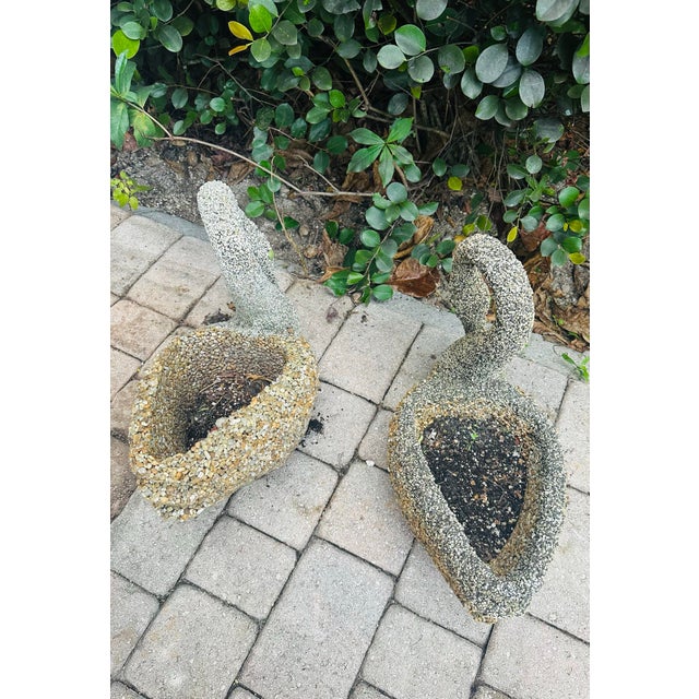 Late 20th Century Stone & Pebbles Swan Planters - A Pair For Sale - Image 9 of 9