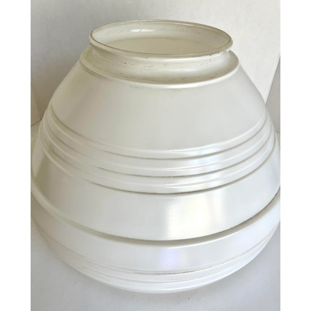 Art Deco 1950's Art Deco Schoolhouse Style Frosted Glass Pendant Shade For Sale - Image 3 of 11