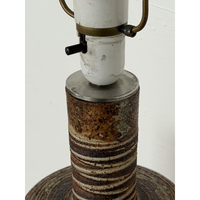 Table Lamp in Partially Glazed Stoneware by Tue Poulsen, Denmark, 1960s For Sale - Image 6 of 8