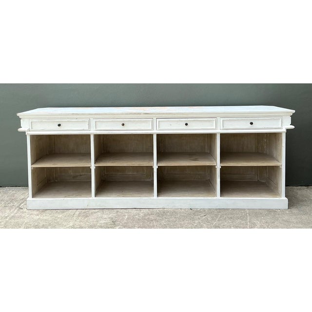 Vintage Architectural Distressed Wood Display Counter For Sale - Image 10 of 13