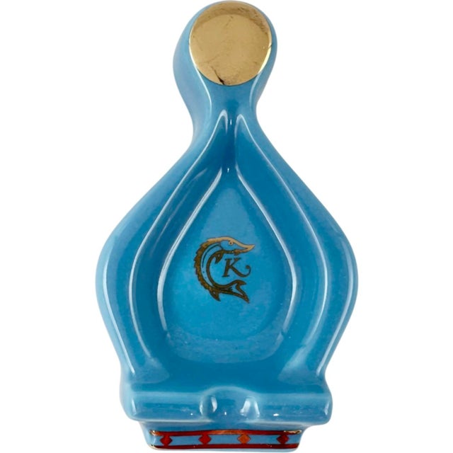Caviar Kaspia Paris Restaurant Blue Ceramic Ashtray For Sale In Washington DC - Image 6 of 11