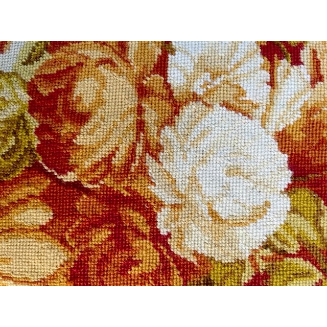 Victorian Vintage Floral Arrangement Needlepoint Pillow For Sale - Image 3 of 11