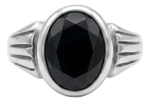 Black Onyx Signet Ring, Black Gemstone Ring for Men, Size 7