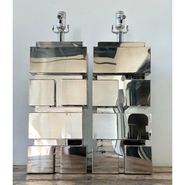 Vintage Polished Chrome Lamps After Curtis Jere For Sale - Image 11 of 12
