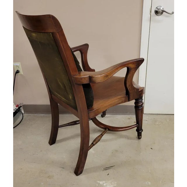 French Art Nouveau Walnut Office Desk Arm Chair For Sale - Image 4 of 10