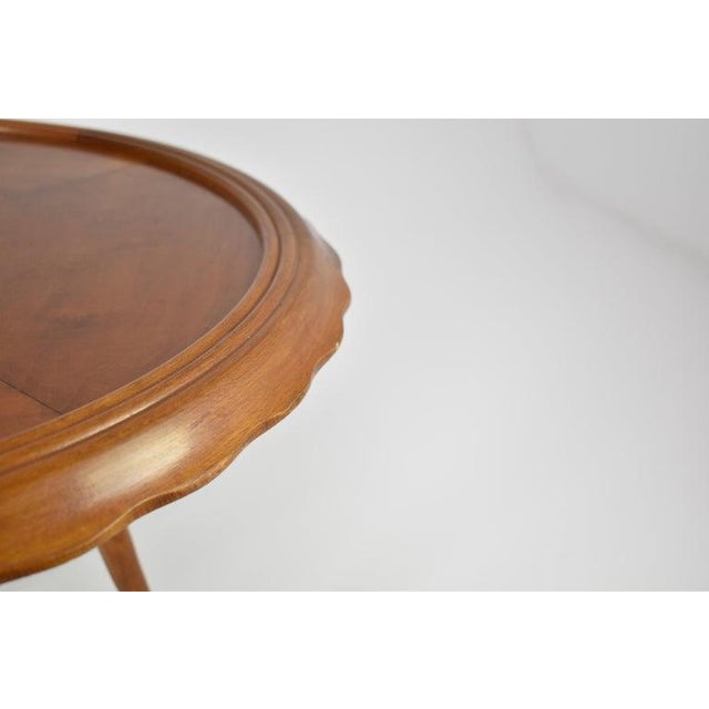 Chestnut Vintage Italian Scalloped Cherry Side Table Attributed to Paolo Buffa, 1950s For Sale - Image 8 of 10