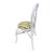 Set of 3 White Rattan Dining Chairs With Green Gingham Cushions For Sale - Image 9 of 9