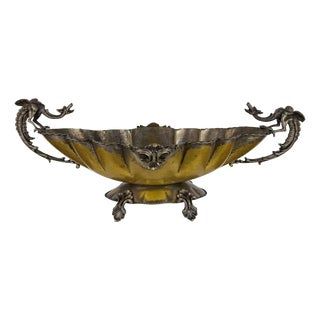 Antique Silverplate Centerpiece Bowl with Dragon Handles, 1890s For Sale