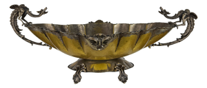 Antique Silverplate Centerpiece Bowl with Dragon Handles, 1890s