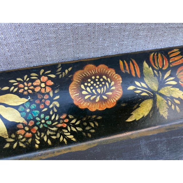 Antique Hand Painted Tole Serving Tray For Sale - Image 4 of 12