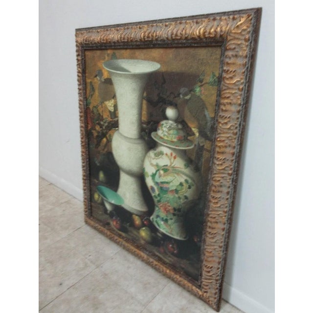 1980s Shadow Catchers French Regency Still Life Frame Art Print Gold Oil Painting For Sale In Philadelphia - Image 6 of 8
