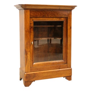 Antique Walnut Wall Display Cabinet For Sale