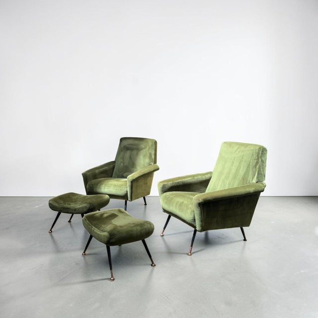 Black Set of Armchair and Ottoman, 1950s For Sale - Image 8 of 10
