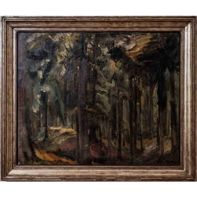 Belgian School, Painting Forest, 1935, Oil on Canvas For Sale - Image 7 of 7