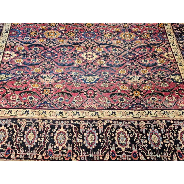 Antique Persian Mahal Sultanabad Rug, Hand-Knotted Wool, Geometric Pattern, 11x13, Red & Navy For Sale - Image 18 of 18