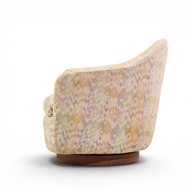 Thayer Coggin Milo Baughman for Thayer Coggin Mid Century Walnut Base Swivel Lounge Chair For Sale - Image 4 of 10
