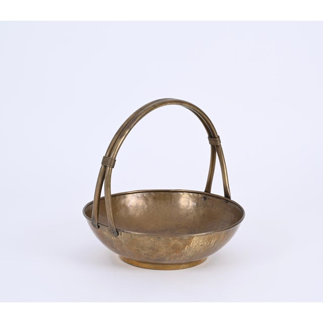 Italian Basket Magazine Rack in Brass, Italy, 1940s For Sale - Image 18 of 18