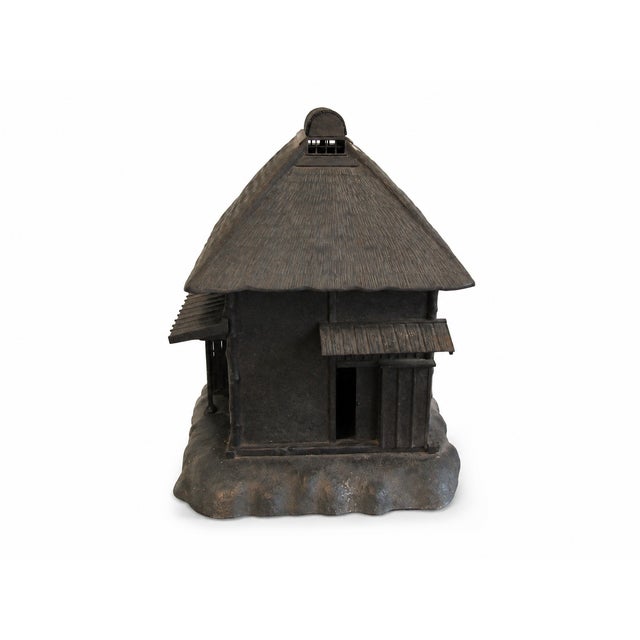 Metal Antique Japanese Cast Iron House Lantern Oil Lamp 4-Door Signed Kyojiro For Sale - Image 7 of 10