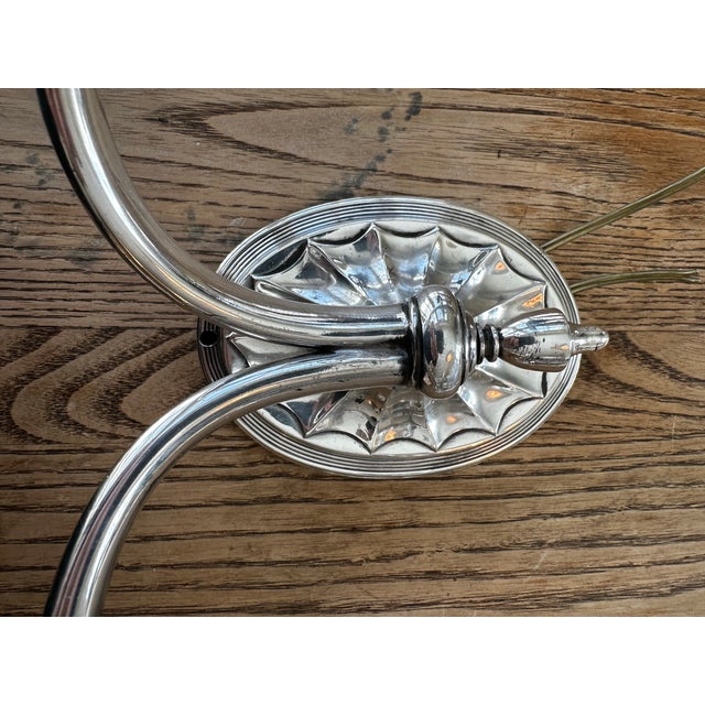 Metal Vintage Silver Plate Two Light Caldwell Sconces - Set of Four For Sale - Image 7 of 9