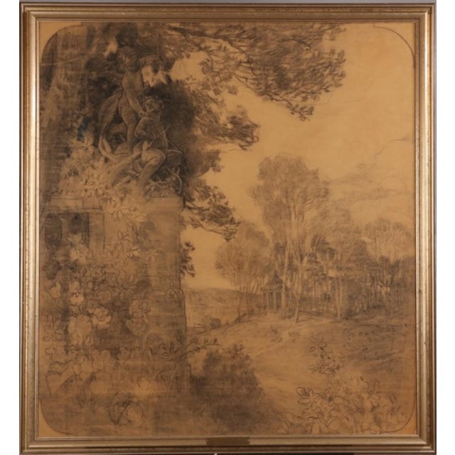 A large sketch of the "Ekotemplet" Royal Haga Park in Stockholm by artist Nils Asplund. Motif showing the entrance of the...