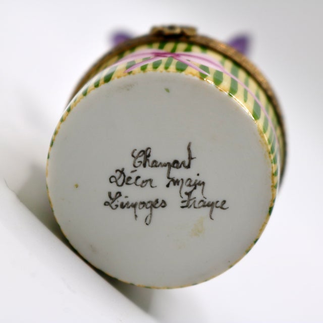 Vintage Chamart Exclusives Limoges Hand-Painted "Butterfly" Porcelain Hinged Trinket Box For Sale - Image 11 of 11