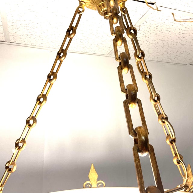 Elegant Neoclassical Natural Alabaster & Gold Leaf Pendant For Sale - Image 4 of 12