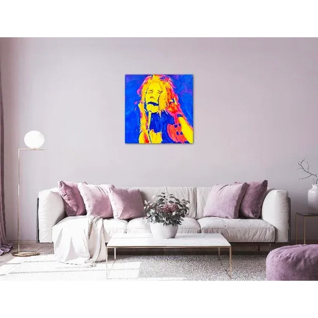 Textile Psychedelic Modern Pop Art Portrait Oil Painting, Original For Sale - Image 7 of 12