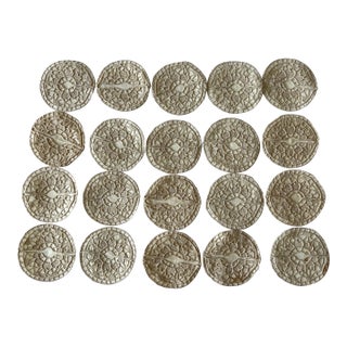 1960s Hand-Made Needle Lace and Linen Stem Wrap Coasters for Wine Glasses- Set of 20 For Sale