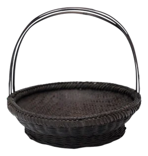 Chinese Woven Bamboo Flower Basket, C. 1940