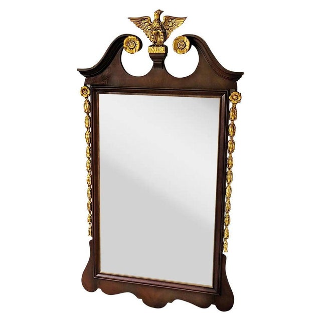 Early 20th Century Tomlinson Federal Mahogany Mirror With Gilded Eagle & Bellflower Garlands For Sale - Image 11 of 11