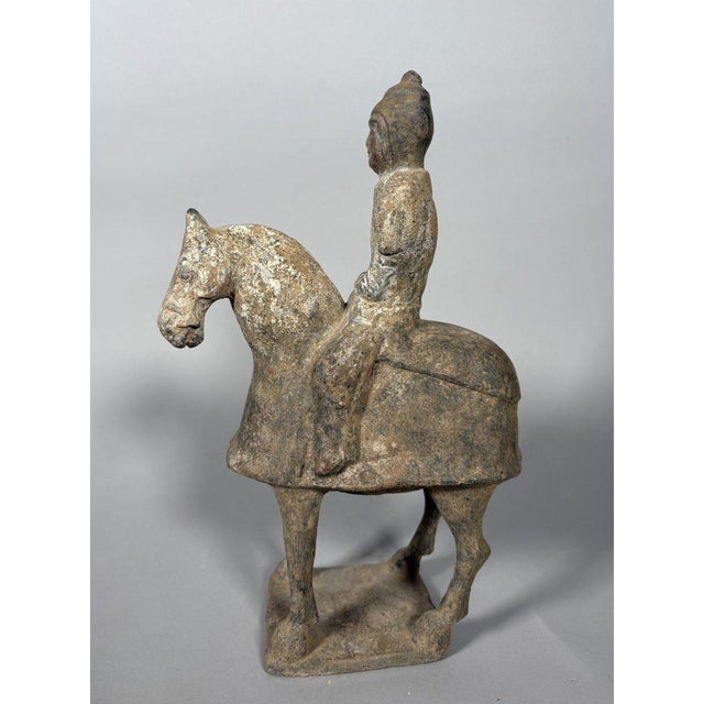 Gray Sculpture of a horseman Mingqi China Tang Dynasty (618-907) For Sale - Image 8 of 9