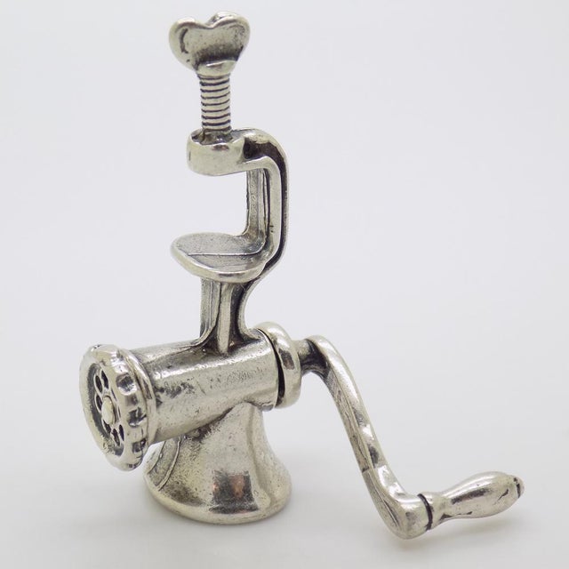 Vintage Italian Handmade Genuine Silver Tomato Press Machine Figurine, 1980s For Sale - Image 11 of 11